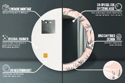 Miroir rond cadre imprimé Paradis des oiseaux