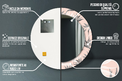 Miroir rond cadre imprimé Paradis des oiseaux