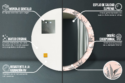 Miroir rond cadre imprimé Paradis des oiseaux