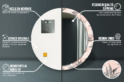 Miroir rond cadre imprimé Paradis des oiseaux