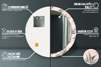 Miroir rond cadre imprimé Paradis des oiseaux