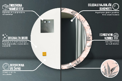 Miroir rond cadre imprimé Paradis des oiseaux