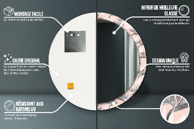 Miroir rond cadre imprimé Paradis des oiseaux