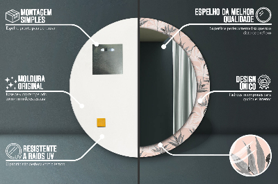 Miroir rond cadre imprimé Paradis des oiseaux