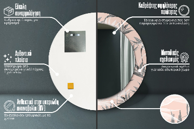 Miroir rond cadre imprimé Paradis des oiseaux