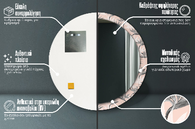 Miroir rond cadre imprimé Paradis des oiseaux