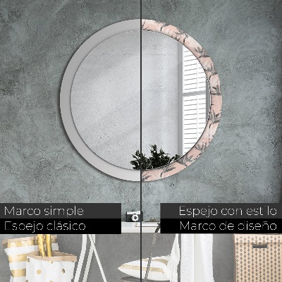 Miroir rond cadre imprimé Paradis des oiseaux