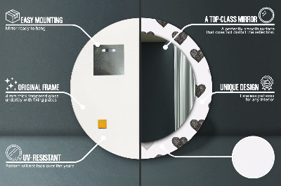 Miroir rond cadre imprimé Coeurs abstraits