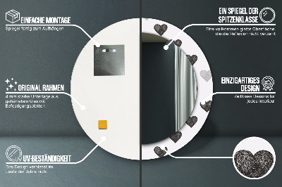 Miroir rond cadre imprimé Coeurs abstraits