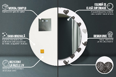 Miroir rond cadre imprimé Coeurs abstraits