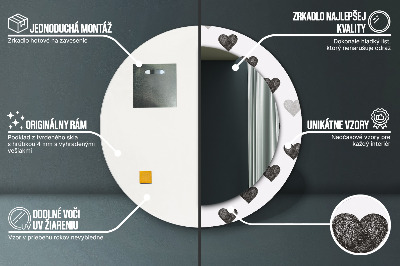 Miroir rond cadre imprimé Coeurs abstraits