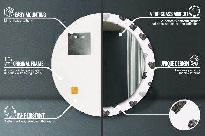 Miroir rond cadre imprimé Coeurs abstraits