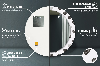 Miroir rond cadre imprimé Coeurs abstraits