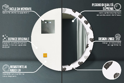 Miroir rond cadre imprimé Coeurs abstraits