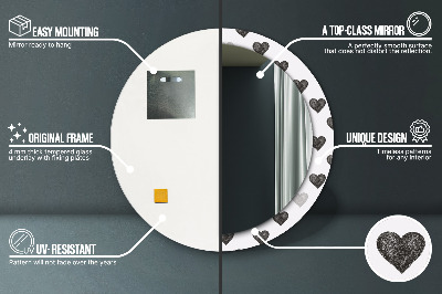 Miroir rond cadre imprimé Coeurs abstraits
