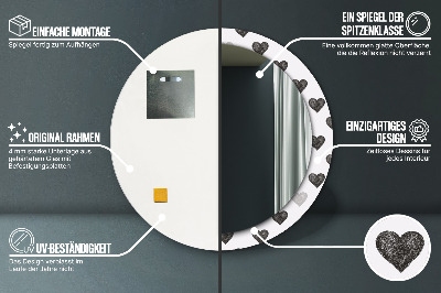 Miroir rond cadre imprimé Coeurs abstraits