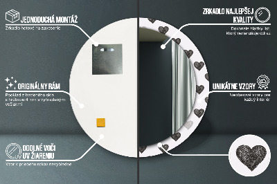 Miroir rond cadre imprimé Coeurs abstraits
