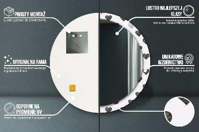 Miroir rond cadre imprimé Coeurs abstraits