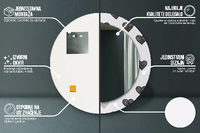 Miroir rond cadre imprimé Coeurs abstraits