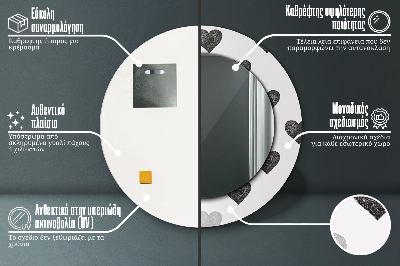 Miroir rond cadre imprimé Coeurs abstraits