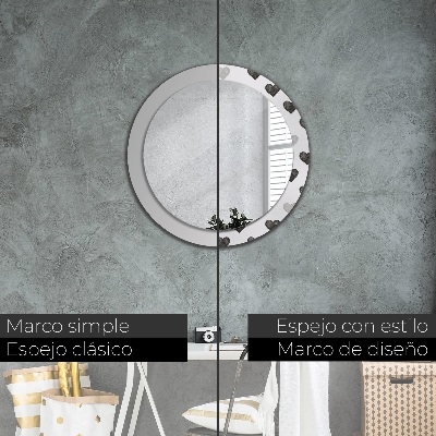 Miroir rond cadre imprimé Coeurs abstraits