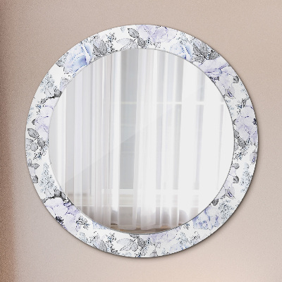 Miroir rond cadre imprimé Roses bleues