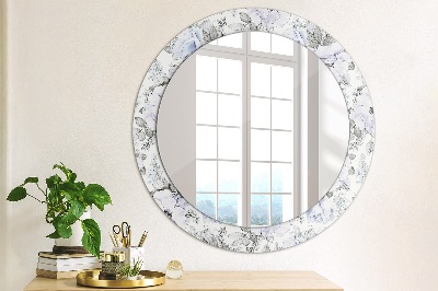 Miroir rond cadre imprimé Roses bleues