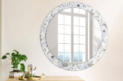 Miroir rond cadre imprimé Roses bleues