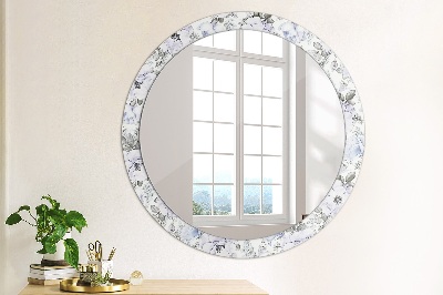 Miroir rond cadre imprimé Roses bleues