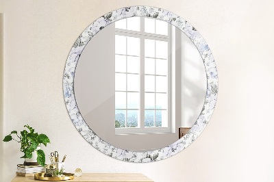 Miroir rond cadre imprimé Roses bleues