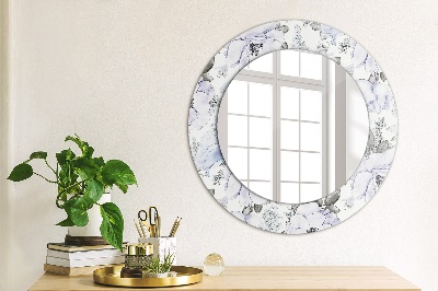 Miroir rond cadre imprimé Roses bleues