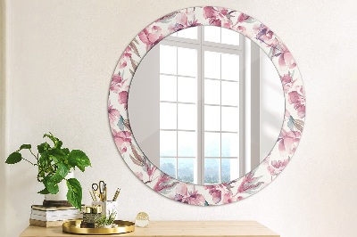 Miroir rond cadre imprimé Pivoines fleurs