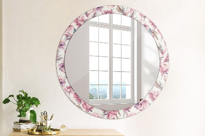 Miroir rond cadre imprimé Pivoines fleurs