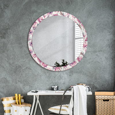 Miroir rond cadre imprimé Pivoines fleurs