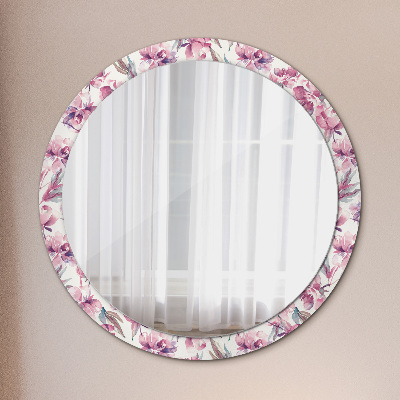 Miroir rond cadre imprimé Pivoines fleurs