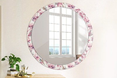 Miroir rond cadre imprimé Pivoines fleurs