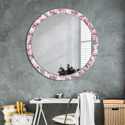 Miroir rond cadre imprimé Pivoines fleurs