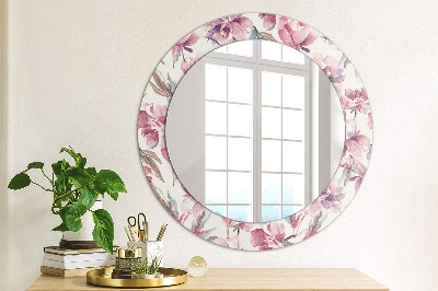 Miroir rond cadre imprimé Pivoines fleurs