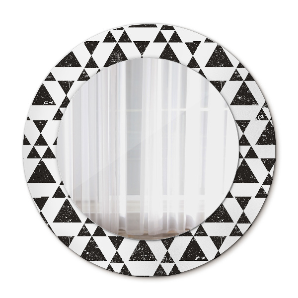 Miroir rond cadre avec impression Géométrie des triangles