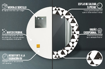 Miroir rond cadre avec impression Géométrie des triangles