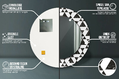 Miroir rond cadre avec impression Géométrie des triangles