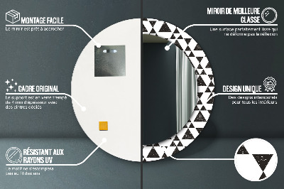 Miroir rond cadre avec impression Géométrie des triangles