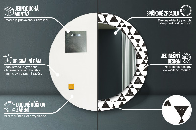 Miroir rond cadre avec impression Géométrie des triangles