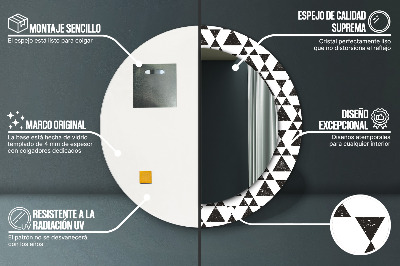 Miroir rond cadre avec impression Géométrie des triangles