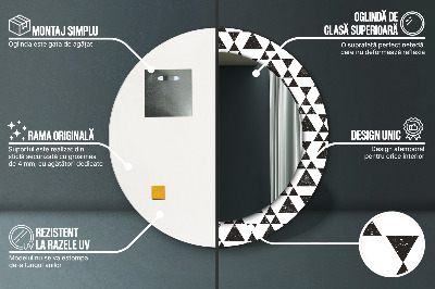 Miroir rond cadre avec impression Géométrie des triangles