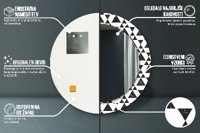 Miroir rond cadre avec impression Géométrie des triangles