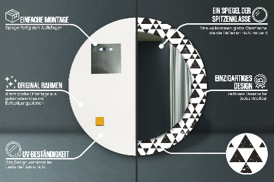 Miroir rond cadre avec impression Géométrie des triangles