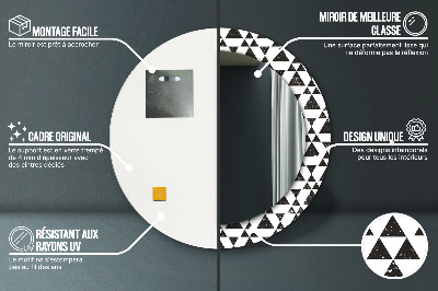 Miroir rond cadre avec impression Géométrie des triangles