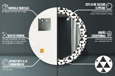 Miroir rond cadre avec impression Géométrie des triangles