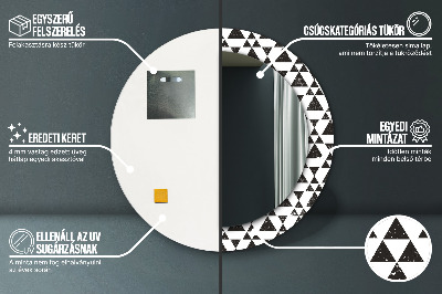 Miroir rond cadre avec impression Géométrie des triangles